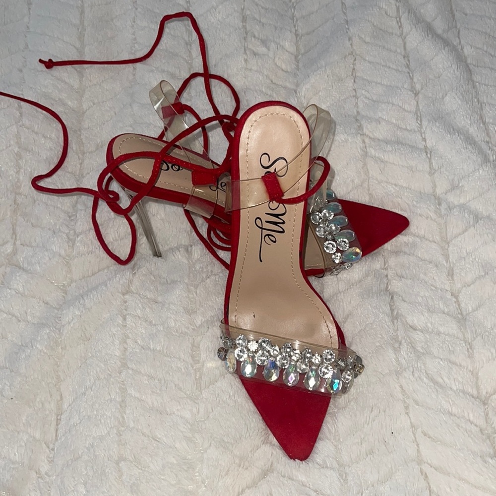 Red heels with stones